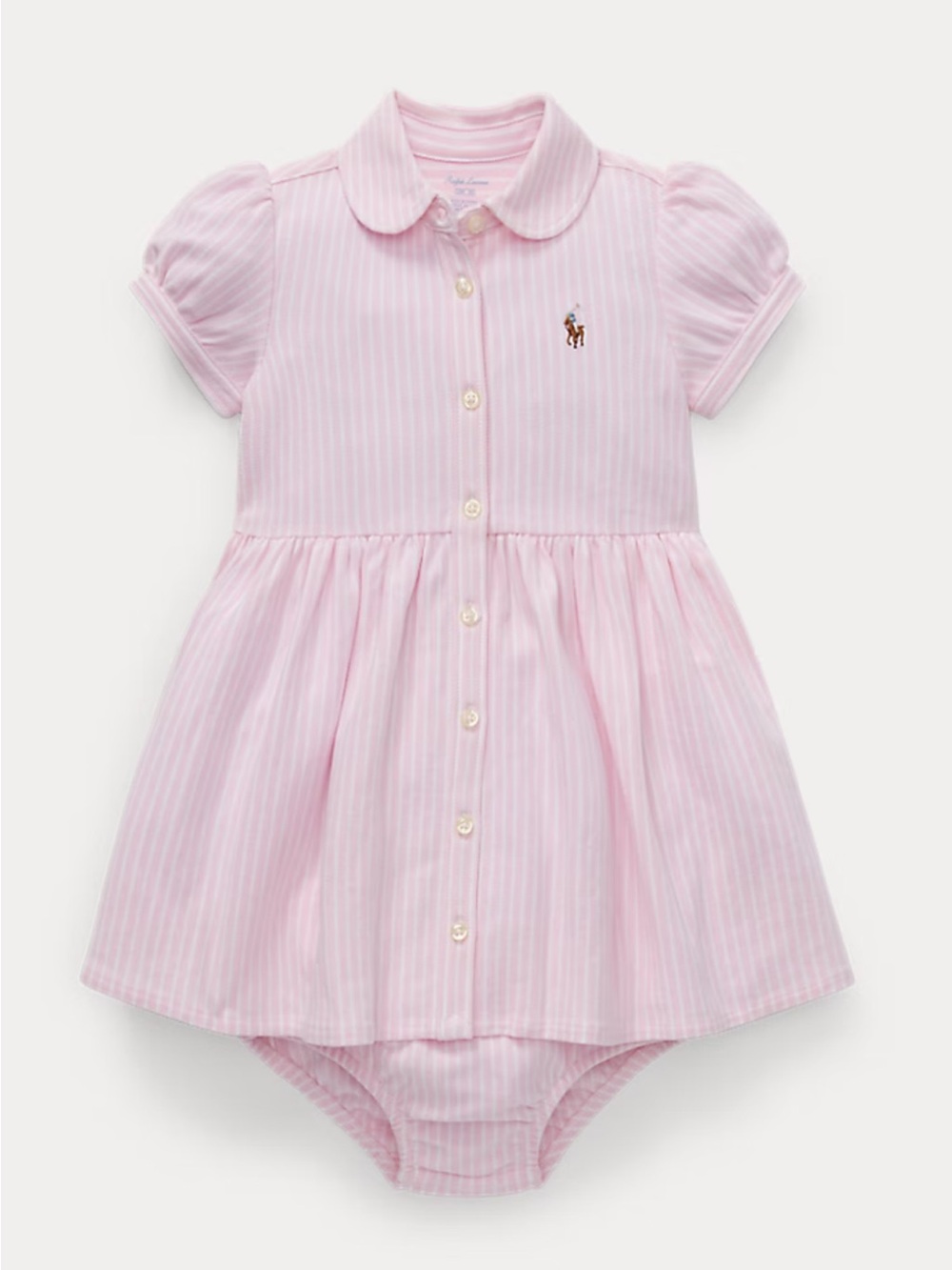 Ralph Lauren Light Pink Striped Polo Dress and Bloomers